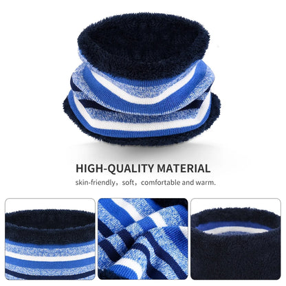 Vbiger 3 Pcs Kids Winter Hat Winter Scarf Winter Gloves Set with Fleece Lining for 3-6 Years Old Grils and Boys, Blue